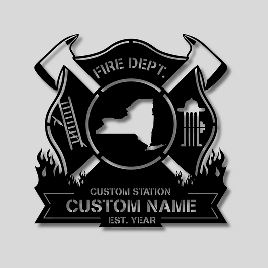 Personalized Metal Firefighter Sign-New York Edition