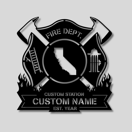 Personalized Metal Firefighter Sign-California Edition