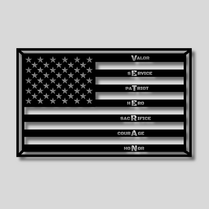 United States Veteran American Flag Metal Wall Sign