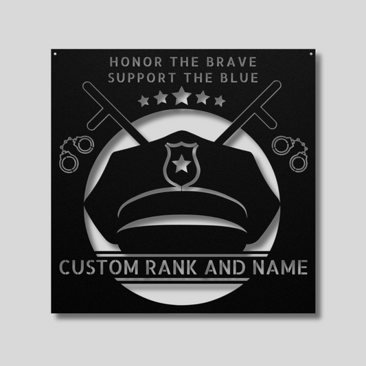 Personalized Metal "Honor The Brave, Support The Blue" Police Sign