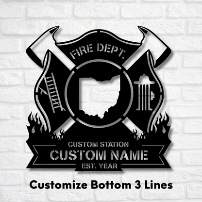 Personalized Metal Firefighter Sign-Ohio Edition