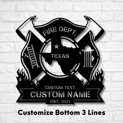 Personalized Metal FireFighter Sign-Lone Star Edition