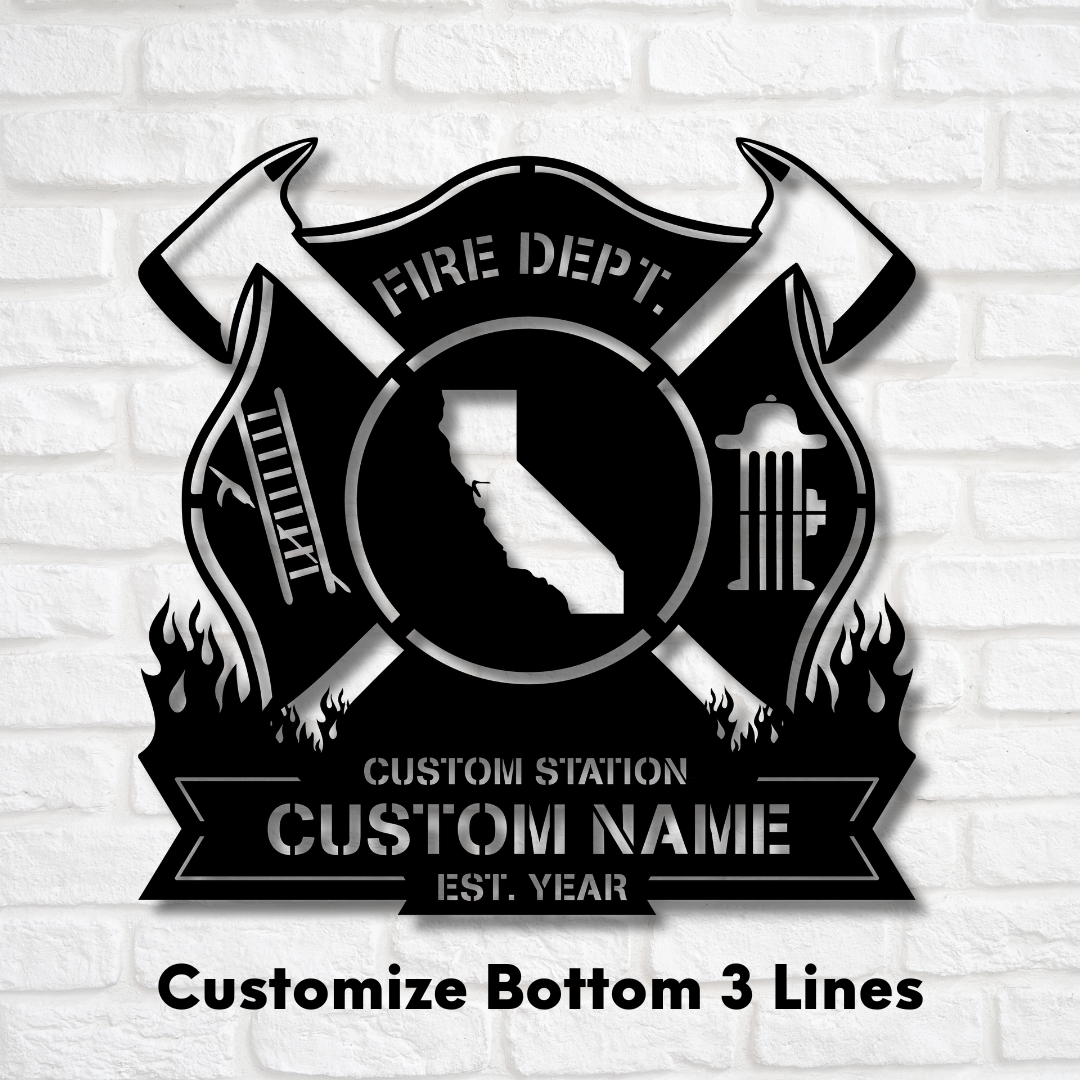 Personalized Metal Firefighter Sign-California Edition