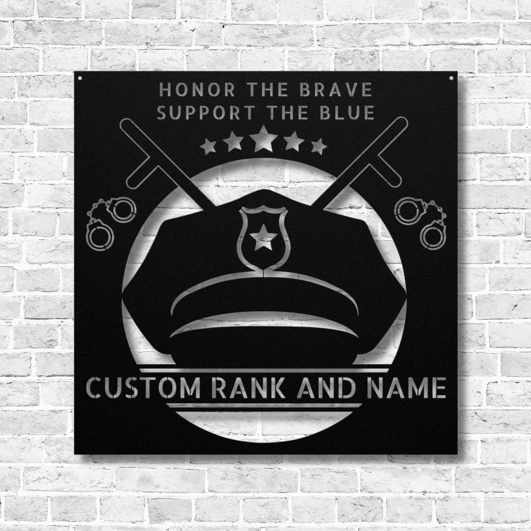 Personalized Metal "Honor The Brave, Support The Blue" Police Sign