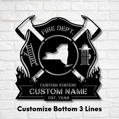 Personalized Metal Firefighter Sign-New York Edition