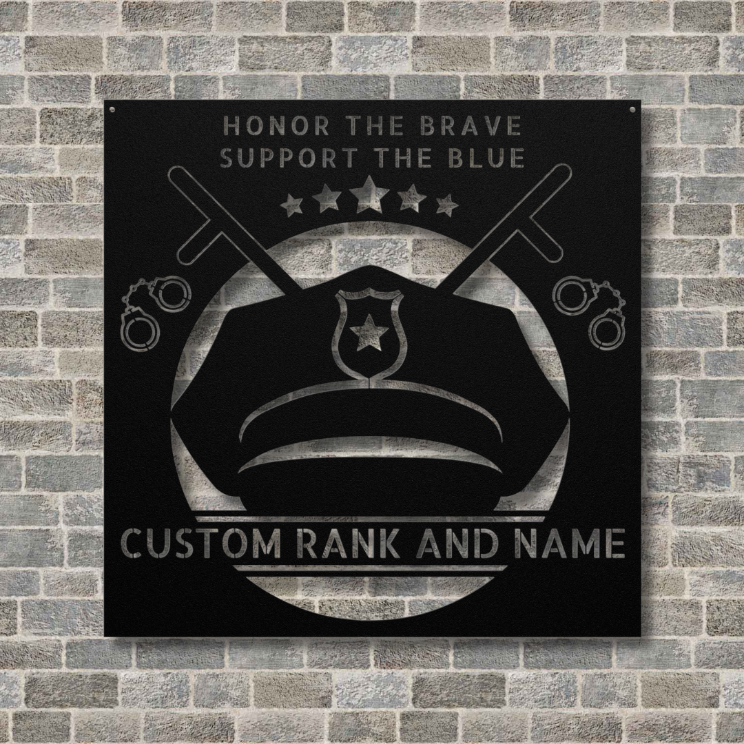 Personalized Metal "Honor The Brave, Support The Blue" Police Sign