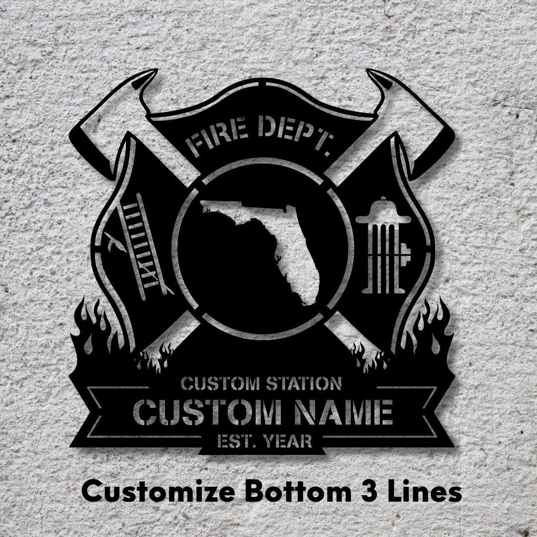 Personalized Metal Firefighter Sign-Florida Edition