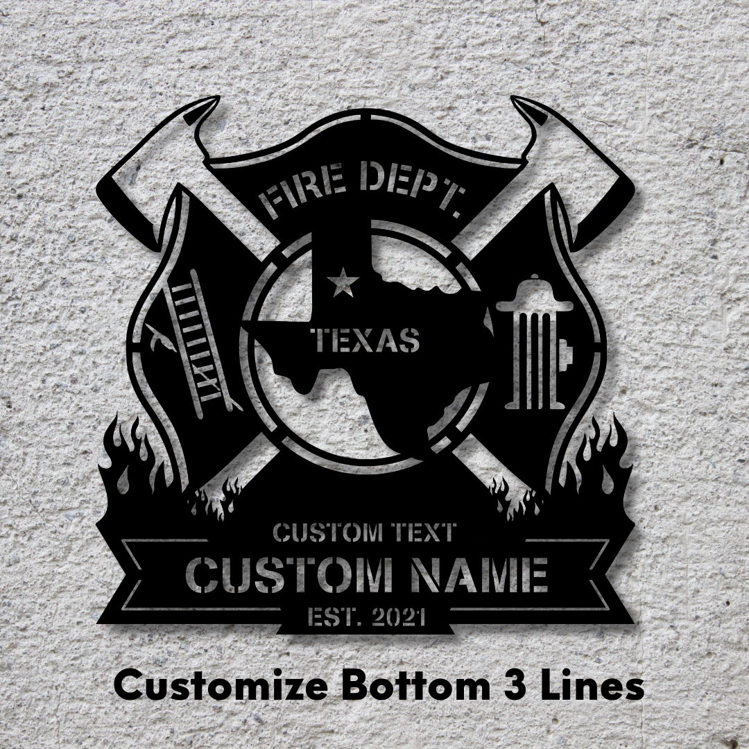 Personalized Metal FireFighter Sign-Lone Star Edition