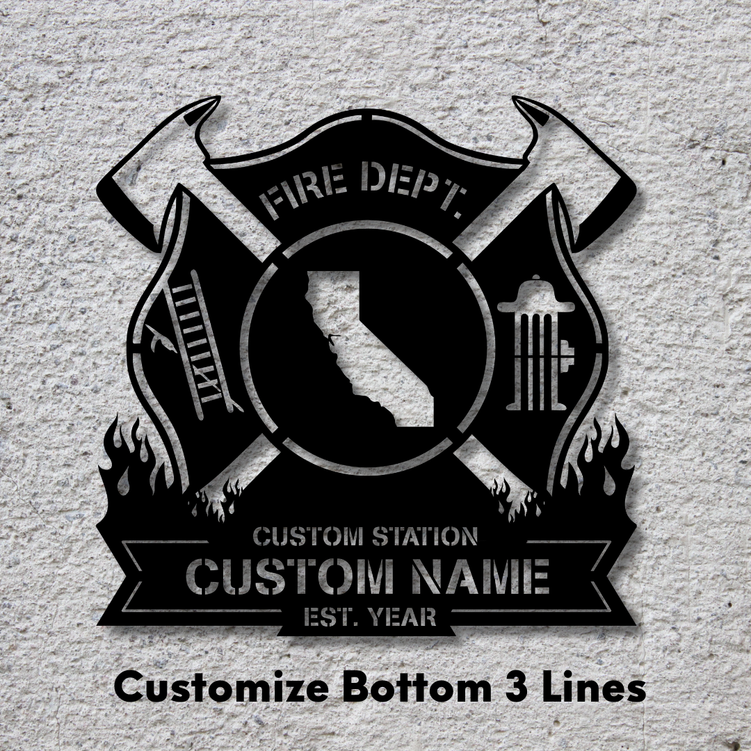 Personalized Metal Firefighter Sign-California Edition