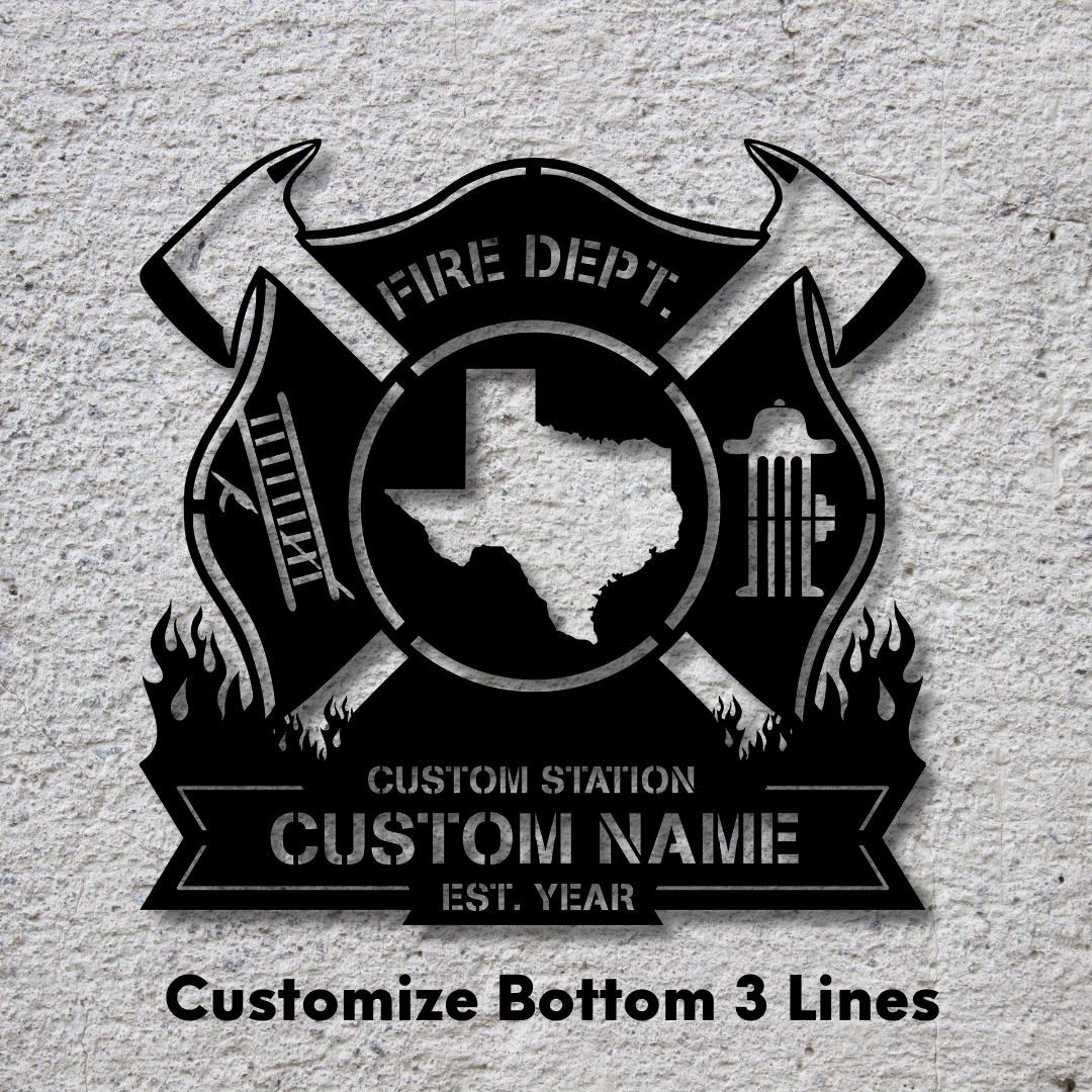 Personalized Metal Firefighter Sign-Texas Edition