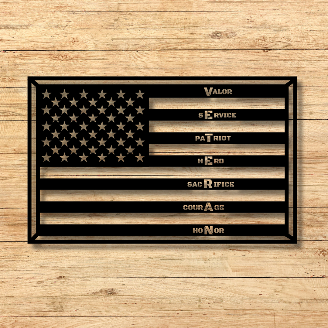 United States Veteran American Flag Metal Wall Sign