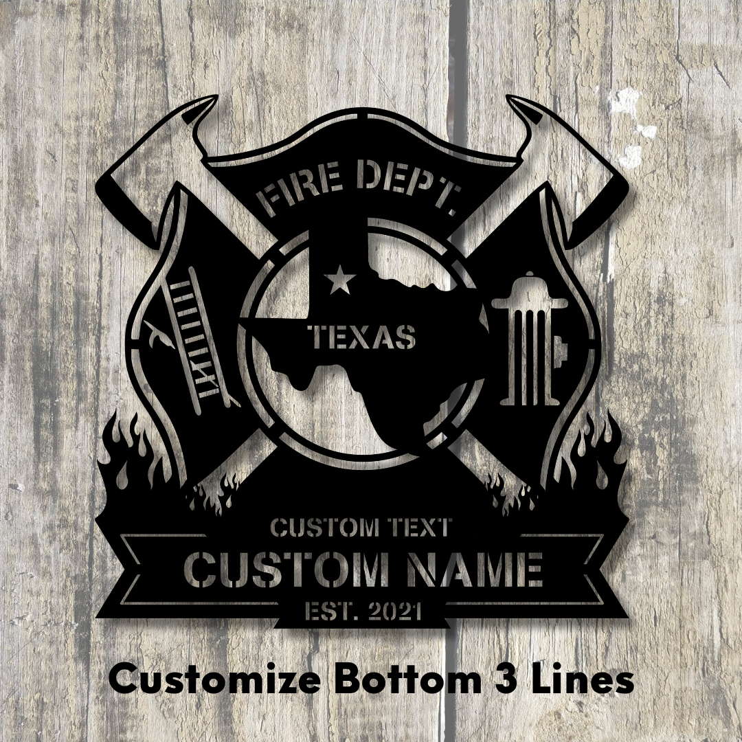 Personalized Metal FireFighter Sign-Lone Star Edition