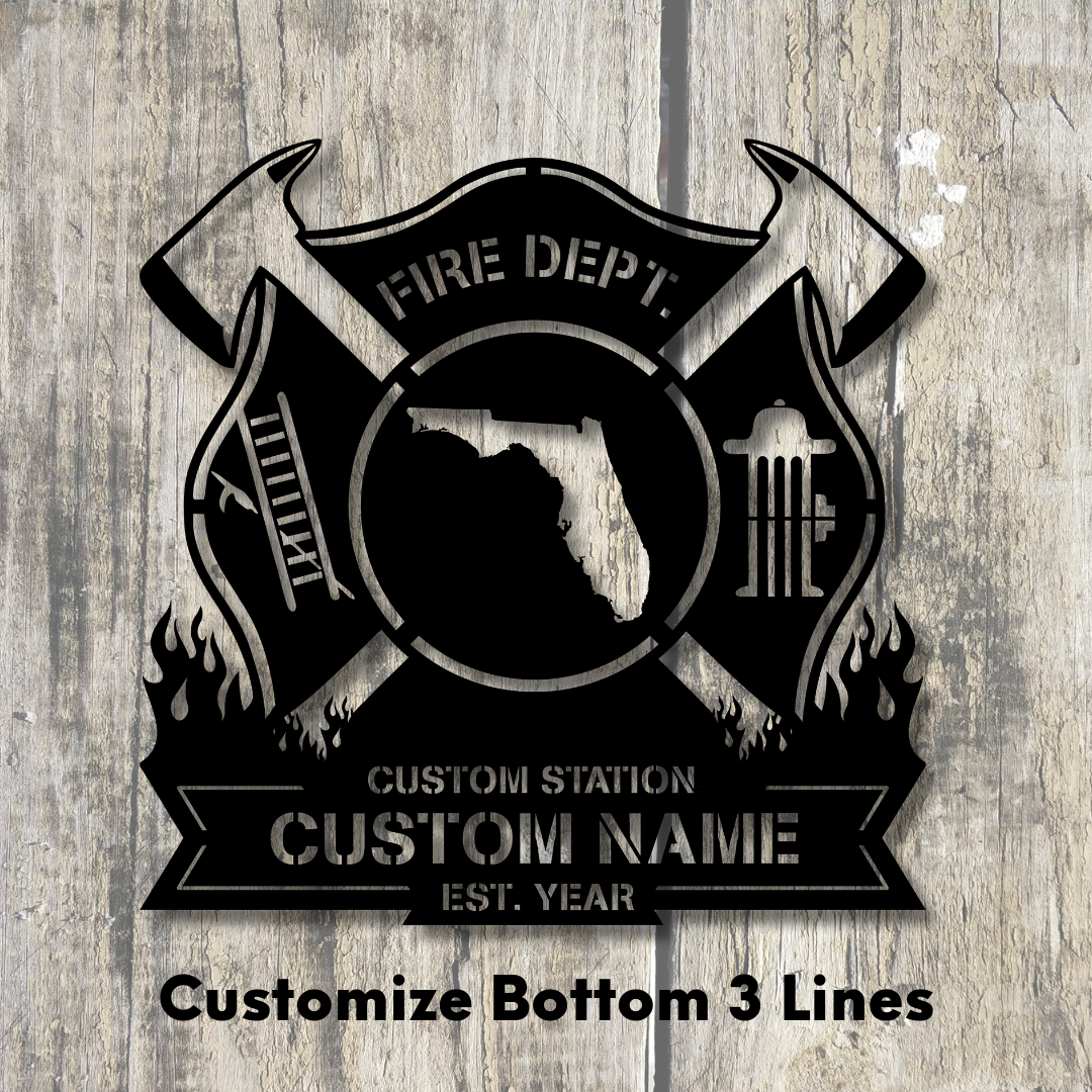 Personalized Metal Firefighter Sign-Florida Edition