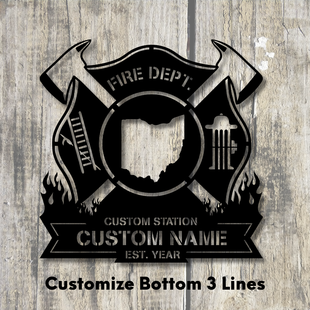 Personalized Metal Firefighter Sign-Ohio Edition