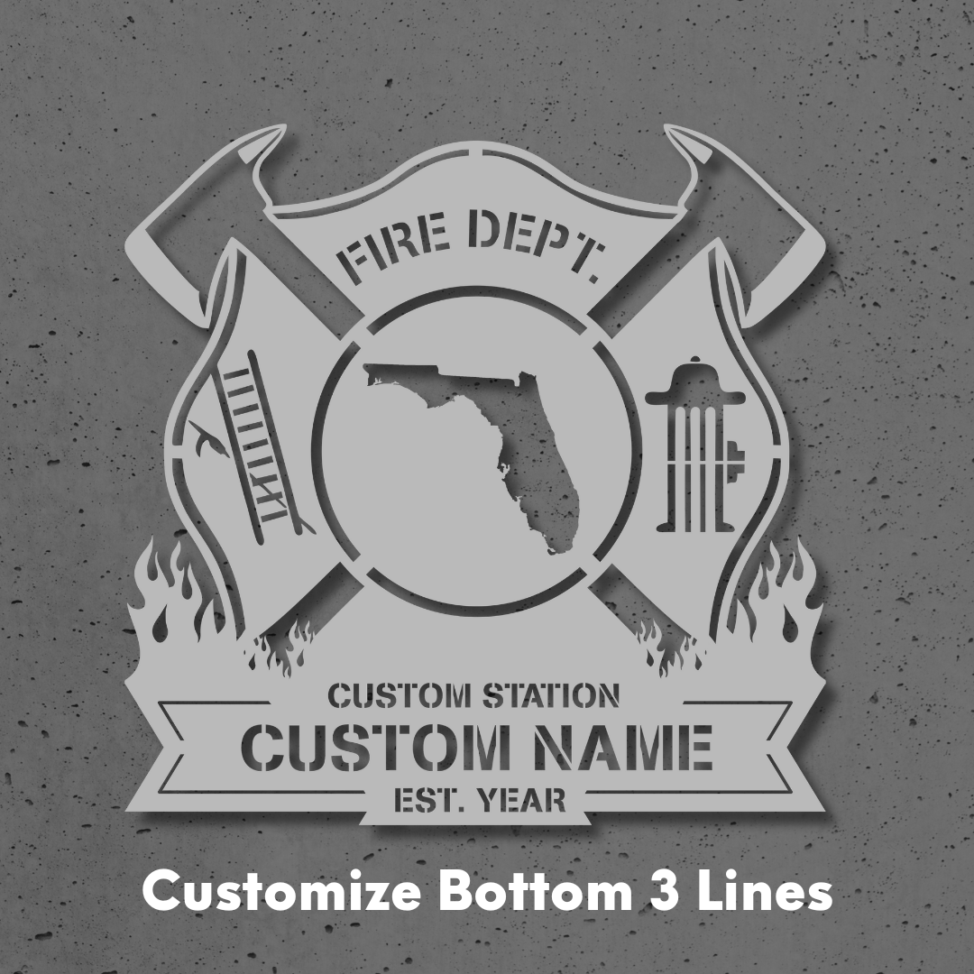 Personalized Metal Firefighter Sign-Florida Edition