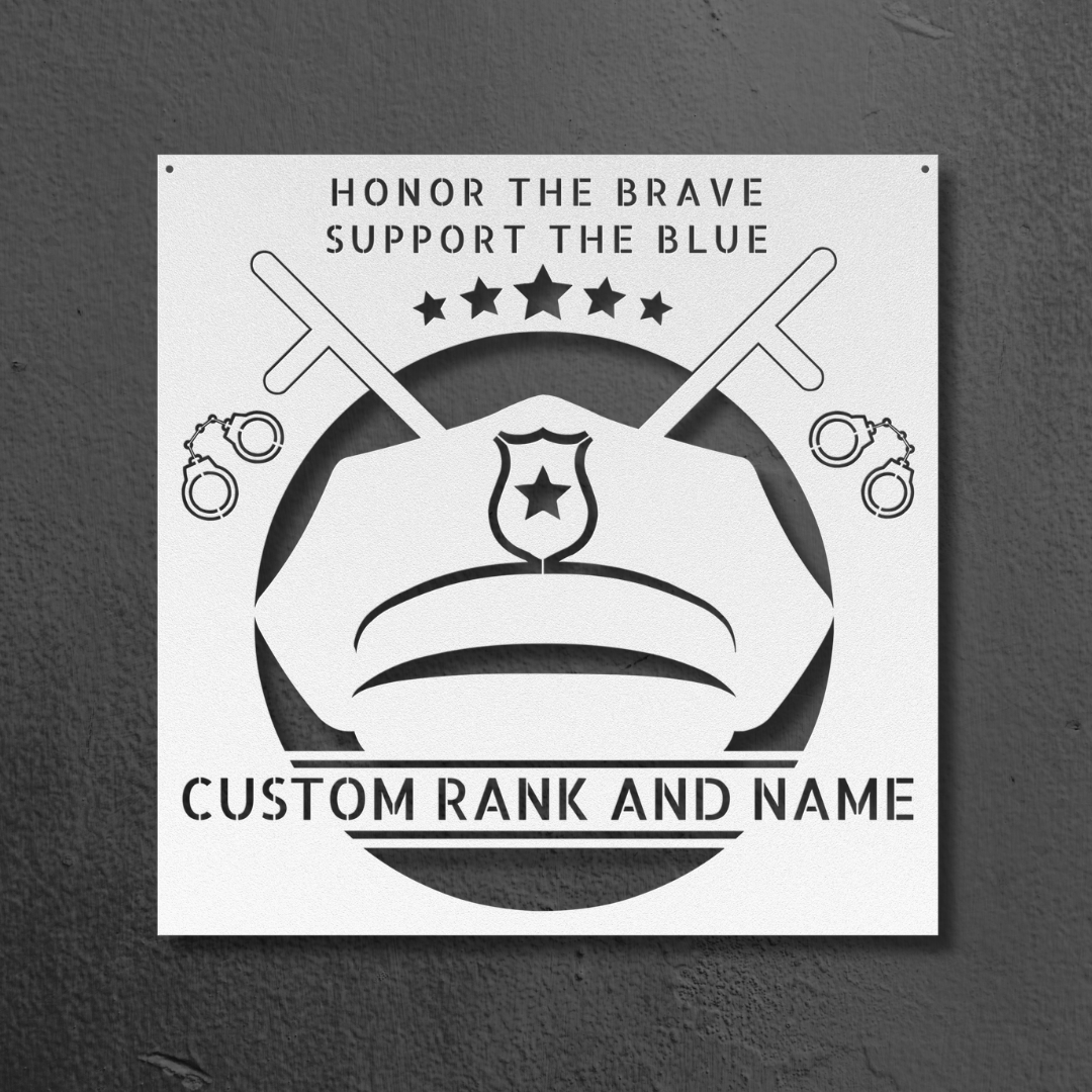 Personalized Metal "Honor The Brave, Support The Blue" Police Sign