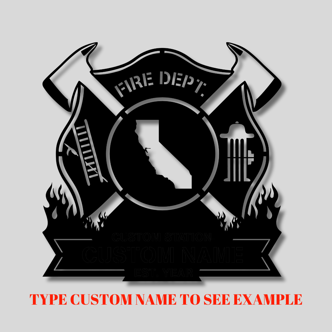 Personalized Metal Firefighter Sign-California Edition