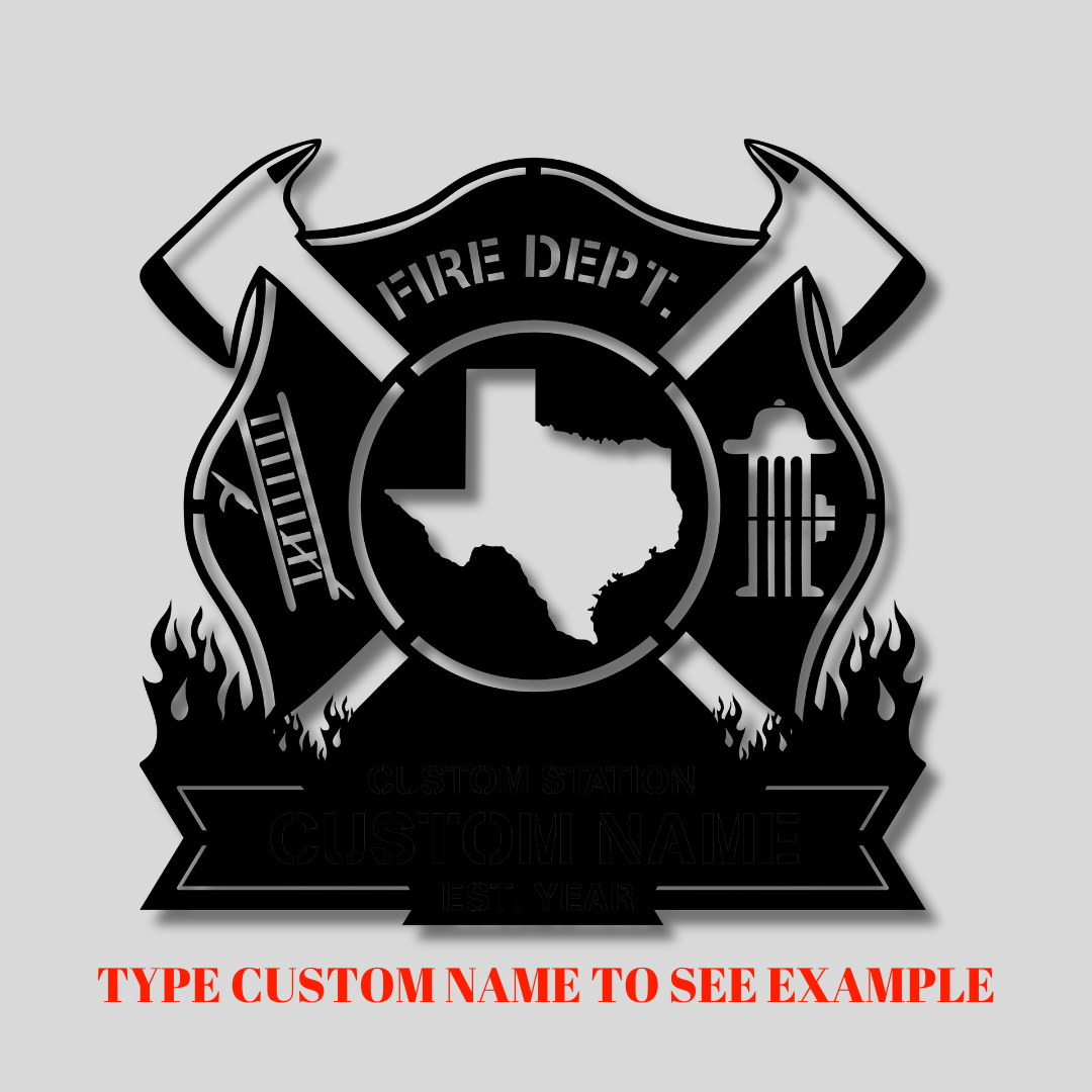 Personalized Metal Firefighter Sign-Texas Edition