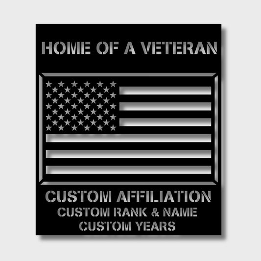 HOME OF A VETERAN PERSONALIZED AMERICAN FLAG STEEL WALL SIGN