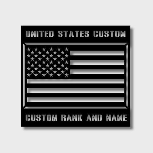 PERSONALIZED AMERICAN FLAG STEEL WALL SIGN