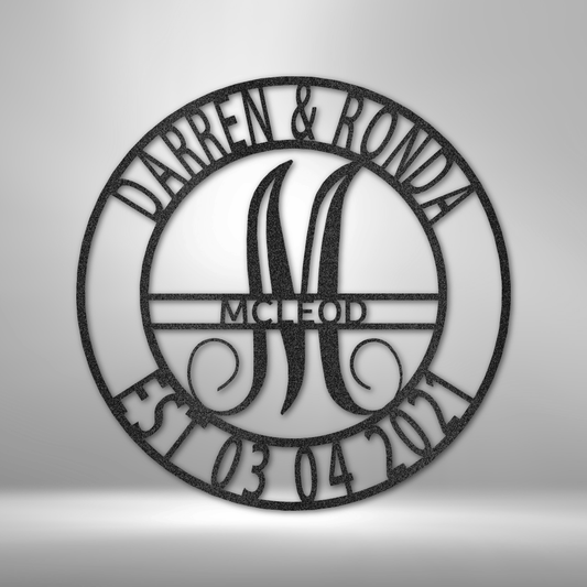 Hero Family Monogram Steel Sign 1