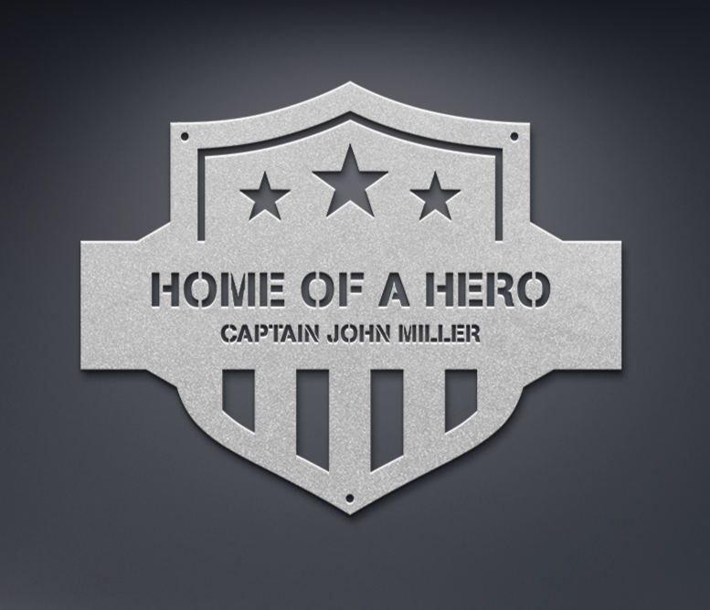 Personalized "Home Of A Hero" Metal Wall Sign