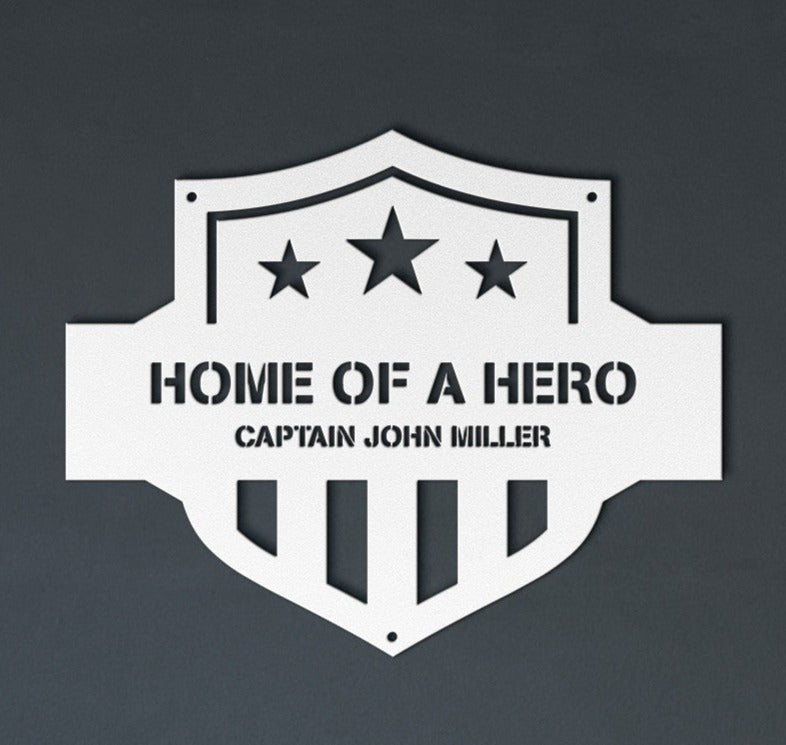 Personalized "Home Of A Hero" Metal Wall Sign